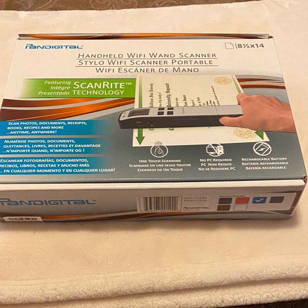 Pandigital Handheld WiFi Wand Scanner in White and Gray